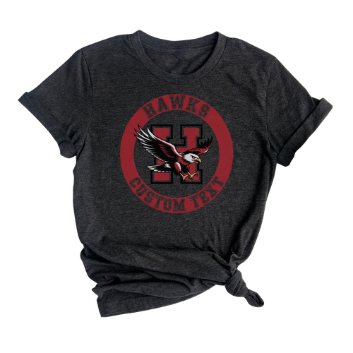Hawks Mascot Team T-Shirt – Circle Logo School Pride Varsity Style Tee
