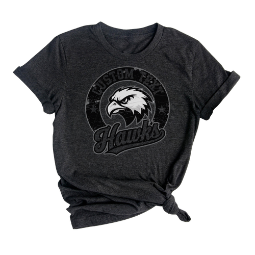 Hawks Mascot Team T-Shirt – Grunge Style Retro Varsity Spirit Tee