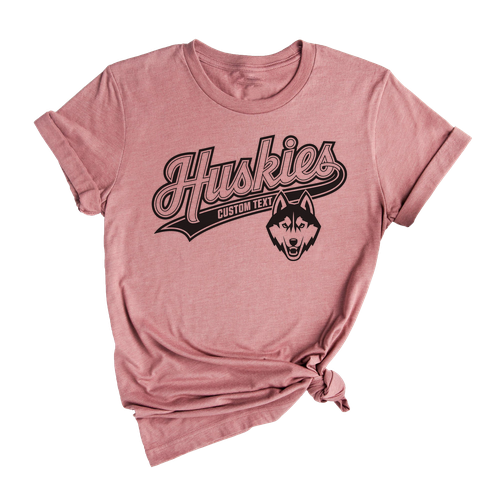Huskies Custom Text Mascot T-Shirt Custom, Retro Vintage Animal Style