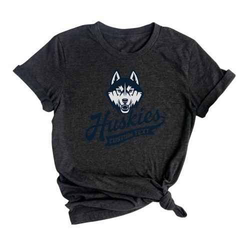 Huskies Customtext Mascot T-Shirt Custom, Cool Retro Animal Style