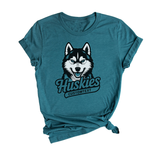 Huskies Customtext Mascot T-Shirt Custom, Fun Cool Animal Style