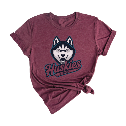 Huskies Mascot Team T-Shirt – Custom Cool Retro Animal Spirit Style Tee