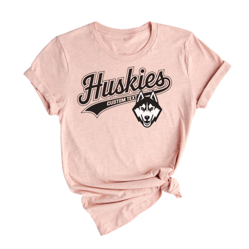 Huskies Team Mascot T-Shirt – Custom Text Retro Animal Pride Style Tee