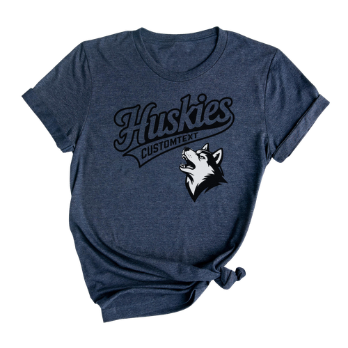 Huskies Team Mascot T-Shirt – Vintage Custom Text Retro Animal Design Tee