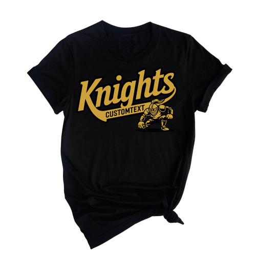 Knights CustomText Mascot T-Shirt Custom, Retro Bold Warrior Style