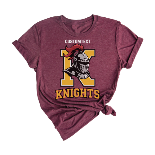 Knights Mascot Team T-Shirt – Classic Varsity Letter Patch Style Tee