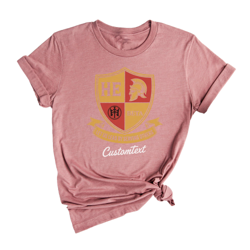 Custom HE BETA Club Shirt – Vintage Shield Style with Let Us Lead by Serving Others