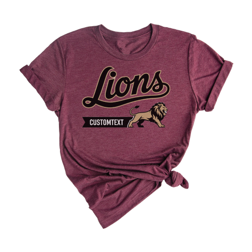 Lions Custom Mascot Tee – Vintage Full-Body Lion Design Retro Animal Shirt