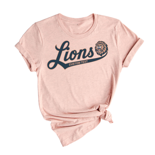 Lions Custom Text Roaring Lion Mascot T-Shirt Custom, Retro Animal Style