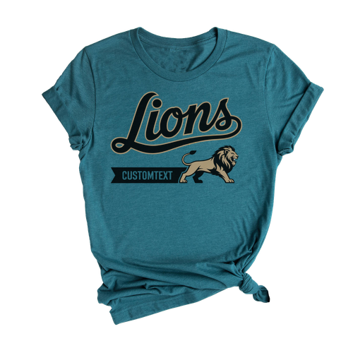 Lions Customtext Full-Body Mascot T-Shirt Custom, Retro Animal Style