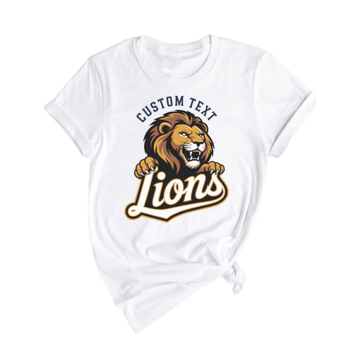 Lions Mascot Team Shirt – Custom Varsity Spirit Logo Tee for School Pride
