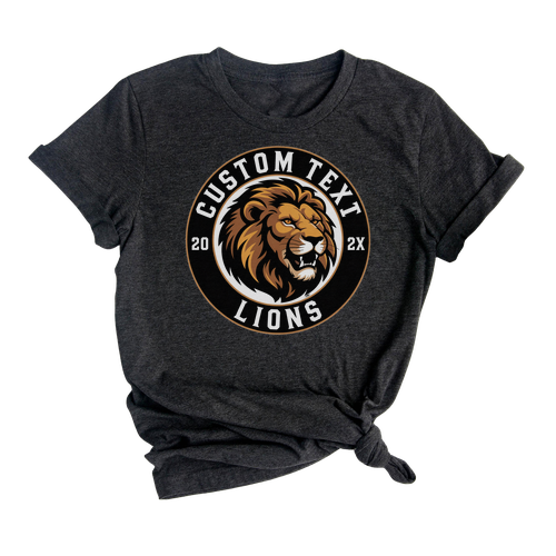 Lions Mascot Varsity T-Shirt – Personalized School Team Spirit Logo Tee