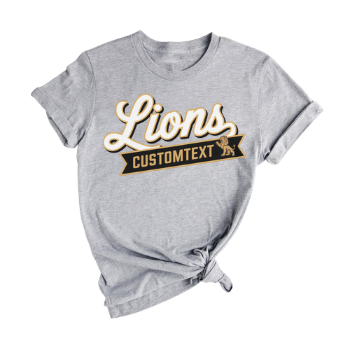 Lions Standing Mascot T-Shirt – Custom Text Vintage Sports Style Team Tee