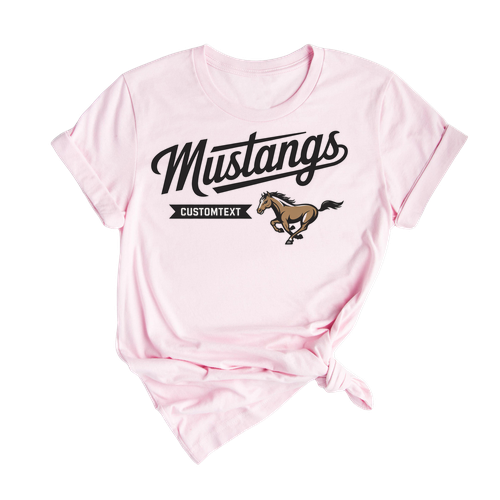 Mustangs Mascot Team T-Shirt – Custom Varsity School Spirit Tee