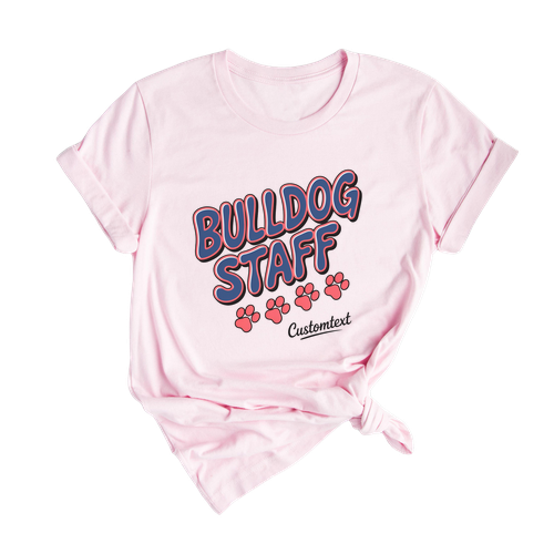 Bulldog Staff Paw Prints Shirt Retro Fun Custom Text Teacher Staff Shirt