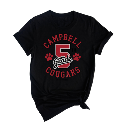 Campbell Cougars 5th Grade Vintage Paw Print Custom Photography Staff Shirt