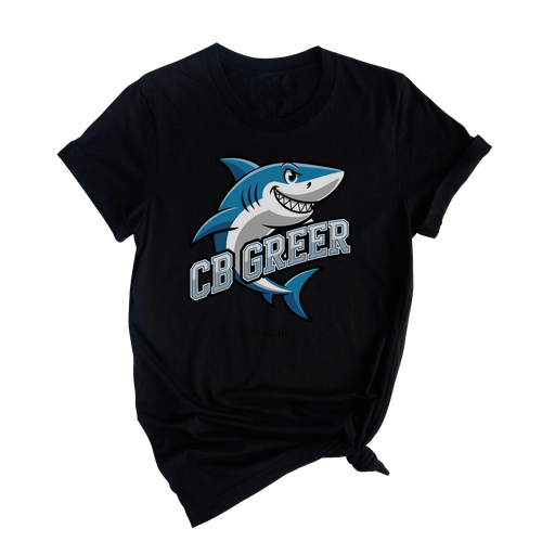 Custom CB Greer Staff Shirt Shark Mascot Theme Fun Teacher Staff Tee