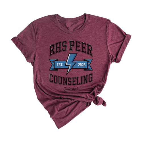 Custom RHS Peer Counseling Shirt Est. 2025 Student Club Lightning Teacher Tee