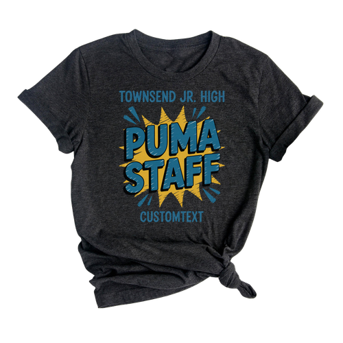 Custom Townsend Jr. High Puma Staff Shirt Retro Vintage Fun Teacher Staff Tee