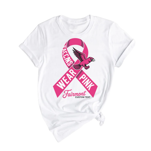 Falcons Pink Ribbon Shirt Vintage Fairmont Style Custom Teacher Staff Tee
