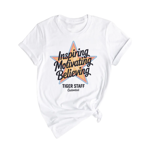Inspiring Motivating Believing Tiger Staff Custom Text Vintage Retro Fun Photography Staff Shirt