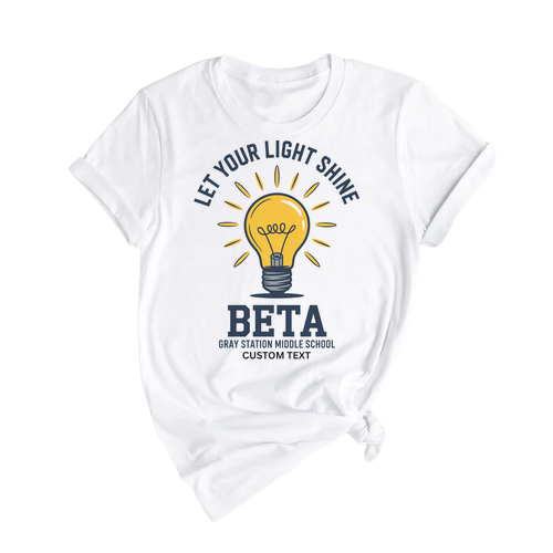 Lightbulb Design BETA Shirt – Gray Station Middle School Let Your Light Shine Tee