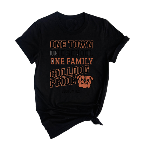 One Town One School One Family Bulldog Pride Shirt Custom Vintage Teacher Staff Tee