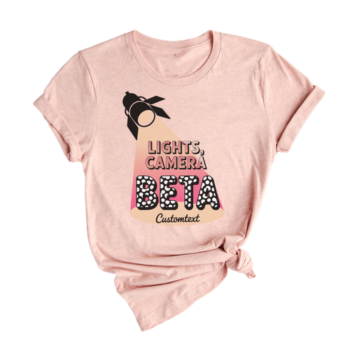 Lights, Camera, BETA Shirt – Spotlight Ready Custom Theater-Inspired Club Tee