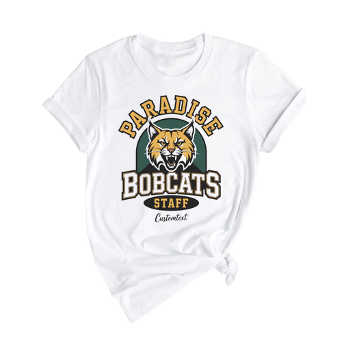 Paradise Bobcats Staff Shirt Custom Text Vintage Retro Animal Teacher Staff Tee