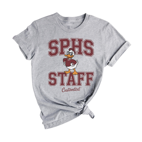 SPHS Staff Vintage Duck Mascot Custom Text Retro Fun Photography Staff Shirt