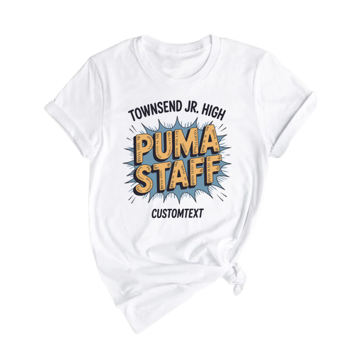 Townsend Jr. High Puma Staff Custom Text Shirt – Retro Vintage Fun Teacher Staff Shirt