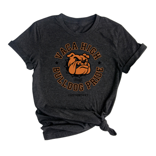 Vaca High Bulldog Pride Staff Shirt Custom Text Vintage Fun Photography Teacher Tee