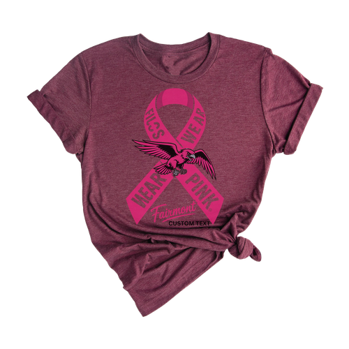 Vintage Falcons Pink Ribbon Teacher Staff Shirt Custom Text Fairmont Style