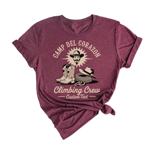 Camp Del Corazon Climbing Crew Shirt – Custom Club Strip Shirt, Retro Wild West Vibe