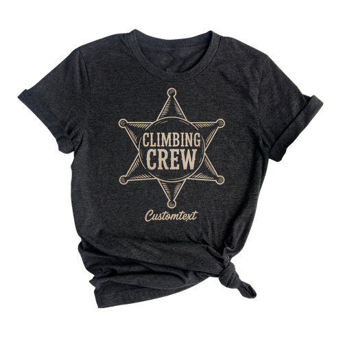 Climbing Crew Shirt – Western Sheriff Badge Club Strip Shirt, Vintage Trail Adventure Tee