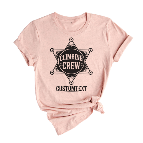 Climbing Crew Shirt – Western Sheriff Badge Design Custom Club Strip Shirt Vintage Outdoor Style