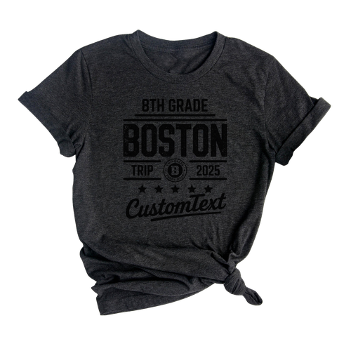 8th Grade Boston Field Trip Shirt – 2025 Retro City Skyline Custom Travel Tee