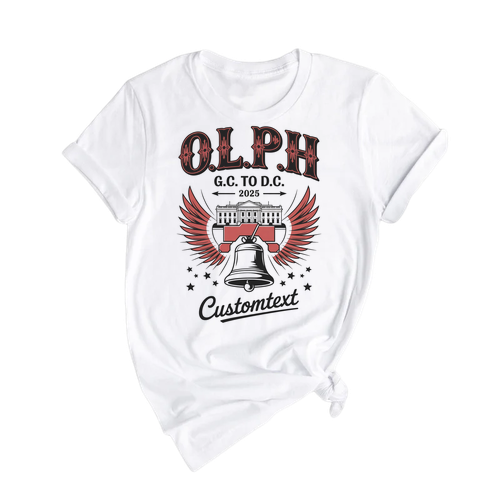 Patriotic Liberty Bell Trip Shirt – O.L.P.H GC to DC 2025 Field Adventure Tee