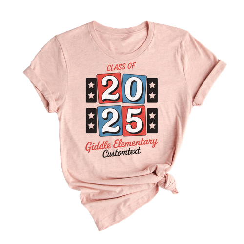 Class of 2025 Giddle Elementary Stars Blocks – Retro Graduation Strip Shirt Custom