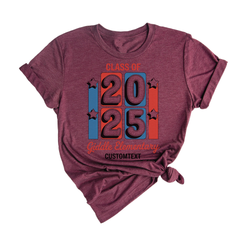 Class Of 2025 Giddle Elementary Trip Shirt – Stars Blocks Retro Graduation Tee