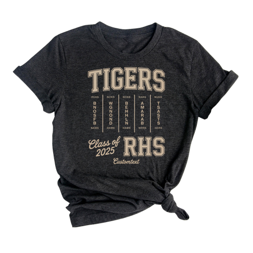 Custom RHS Tigers Graduation Strip Shirt – Class Of 2025 Retro Senior Animal Tee