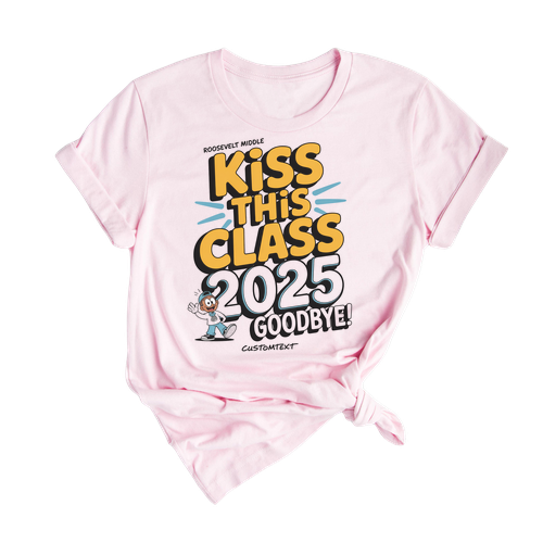 Fun Graduation Strip Shirt 2025 – Kiss This Class Goodbye Retro Cartoon Custom Tee