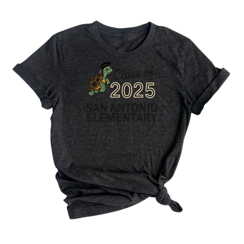 Graduation Strip Shirt Class Of 2025 – San Antonio Elementary Turtle Mascot Custom Tee
