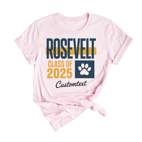 Graduation Strip Shirt – Roosevelt Class Of 2025 Paw Print Custom Graduation Tee