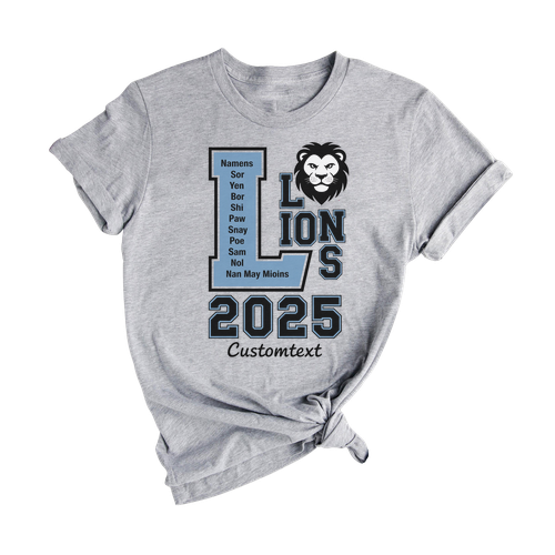 Lions Class of 2025 – Big L Monogram Graduation Strip Shirt Custom