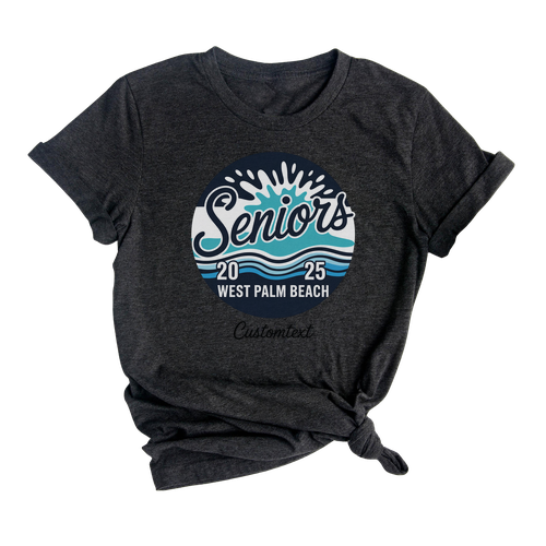 Retro Graduation Strip Shirt – West Palm Beach Seniors 2025 Ocean Vibes Custom Tee