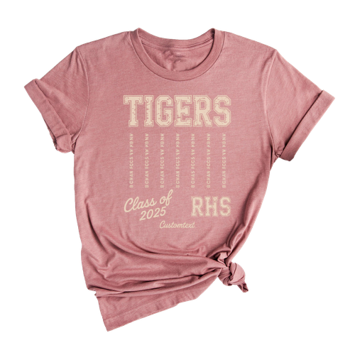 RHS Tigers Class of 2025 Shirt – Custom Graduation Strip Shirt, Retro Animal Print Style Senior Tee