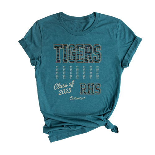 RHS Tigers Class Of 2025 Trip Shirt – Retro Animal Print Graduation Strip Tee