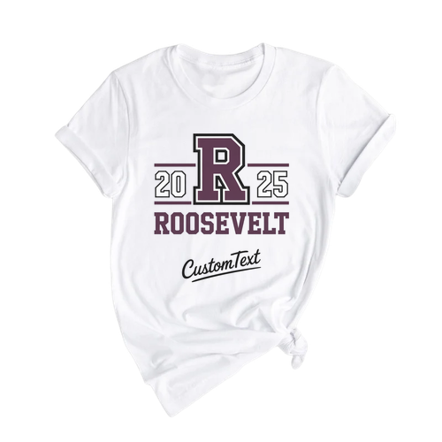 Roosevelt R 2025 – Varsity Monogram Graduation Strip Shirt Custom