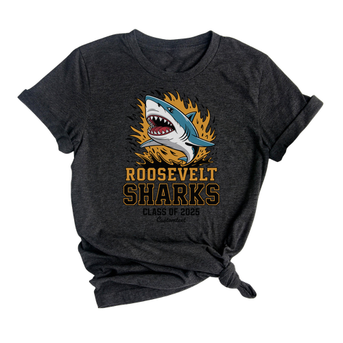 Roosevelt Sharks Class of 2025 – Bold Mascot Graduation Strip Shirt Custom
